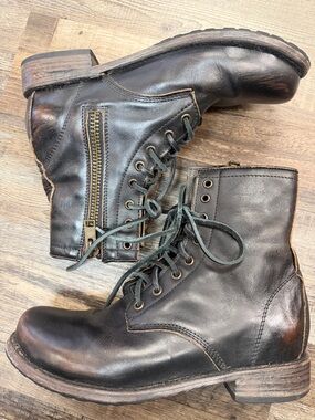 Freebird Manchester Black Leather Combat Boots Shoe Size 10